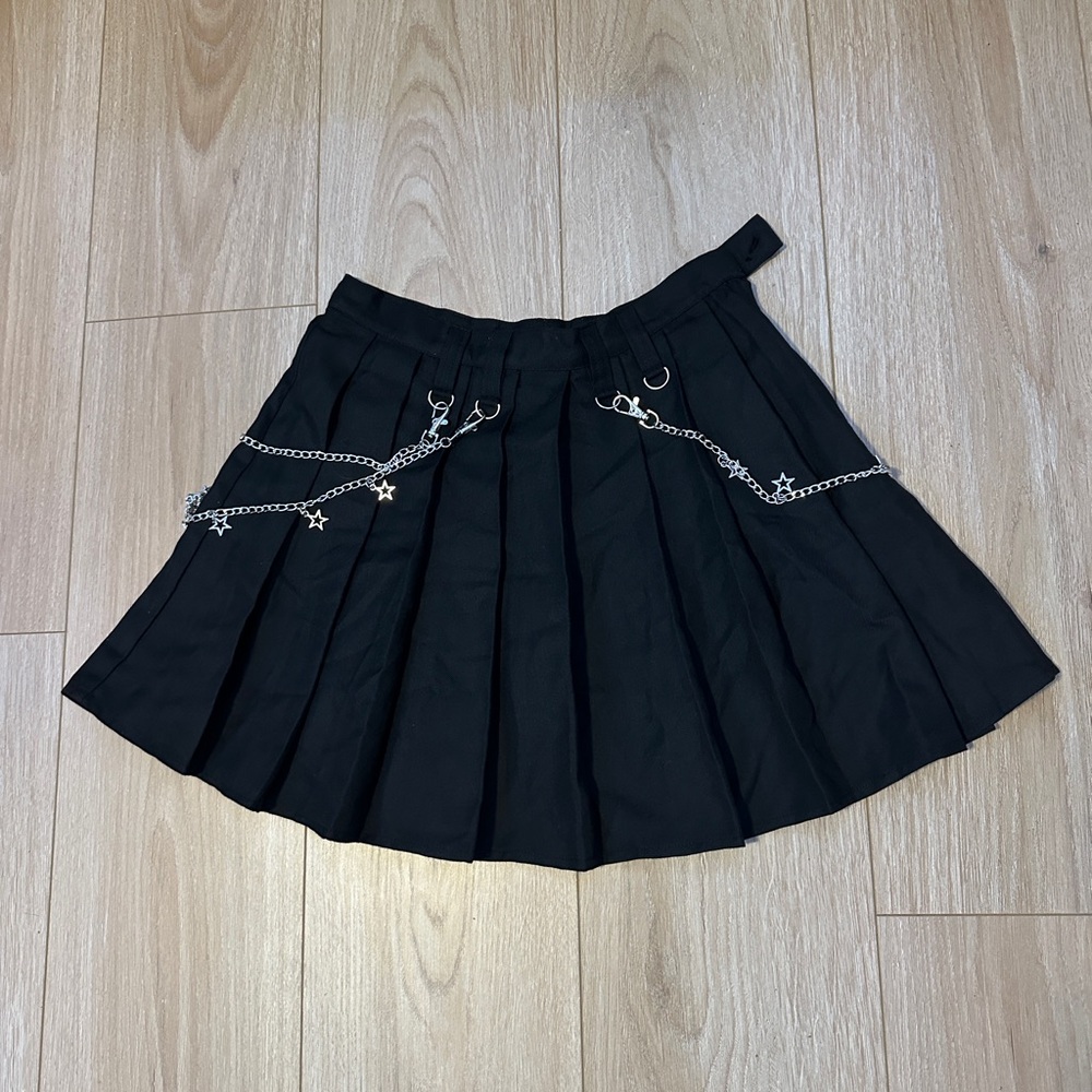 Hot Topic Black Mini Skirt with Chain Accents